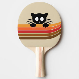 Raquete De Ping Pong Gato preto bonito com tiras retrorreflectoras