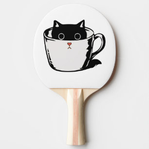 Raquete De Ping Pong Gato preto com nariz vermelho escondido em um copo