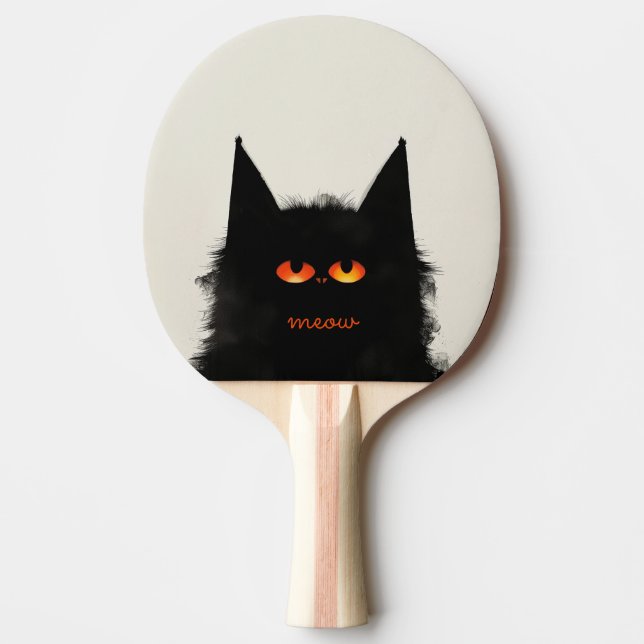 Raquete De Ping Pong Gato Preto Grumado (Frente)