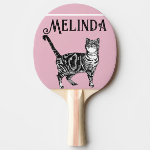 Raquete De Ping Pong Gato Tabby Pastel Gatos Crianças Rosas claro Rapar
