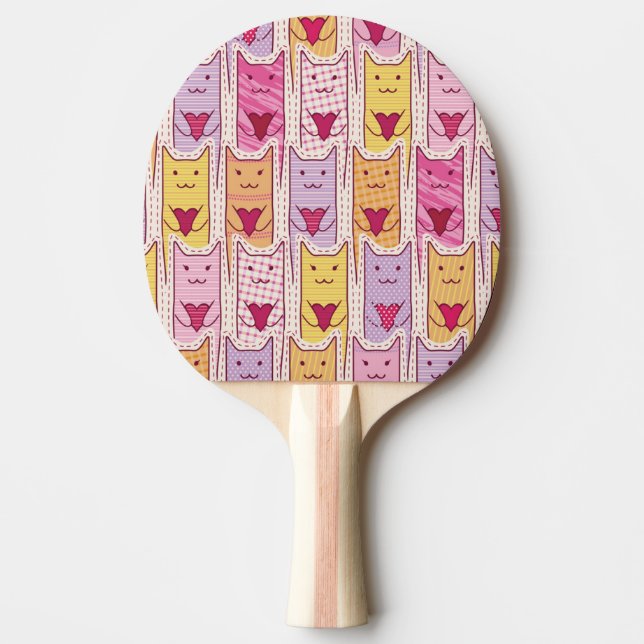 Raquete De Ping Pong Gatos bonitos com corações Loving (Frente)