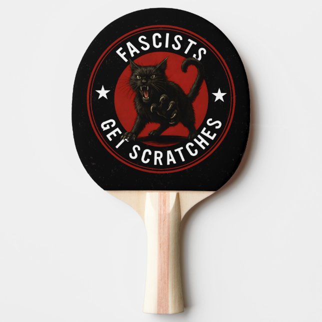 Raquete De Ping Pong Gatos Contra Fascistas (Frente)
