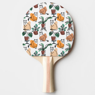 Raquete De Ping Pong Gatos e flores para desenho de linhagens