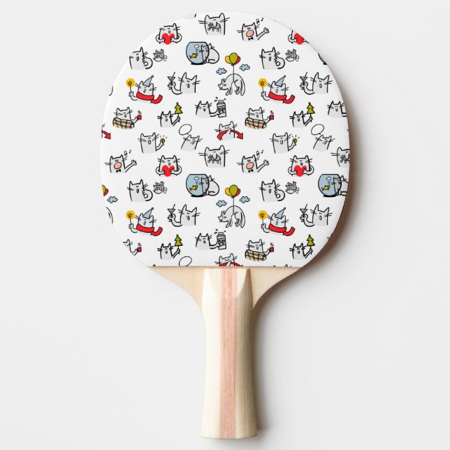 Raquete De Ping Pong Gatos engraçados, leite e magia. (Frente)