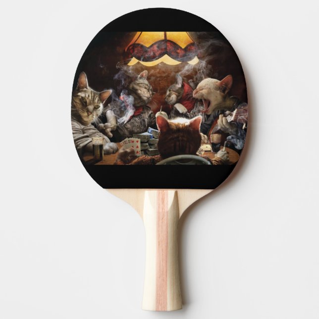 Raquete De Ping Pong Gatos jogando pôquer (Frente)