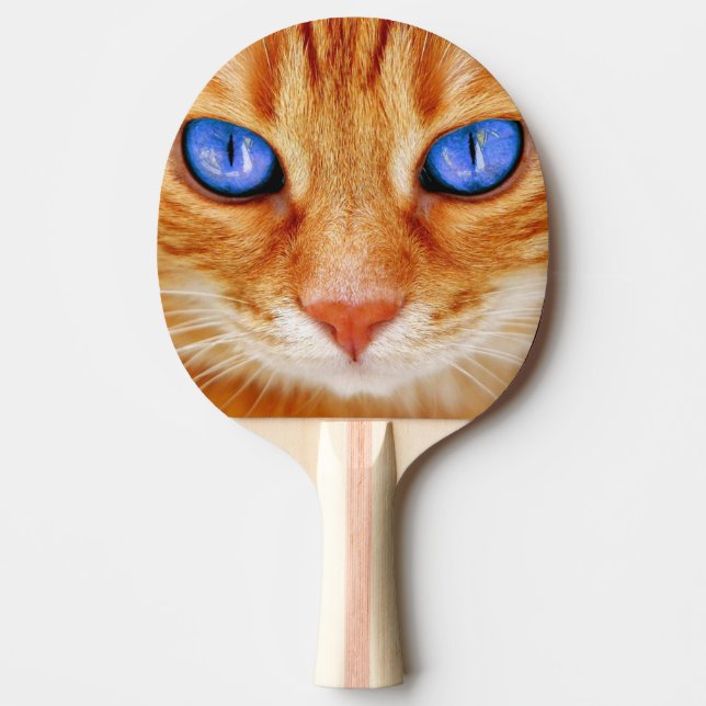 Raquete De Ping Pong Gatos Olhos Face Tigre Carapau Vermelho Gato (Frente)