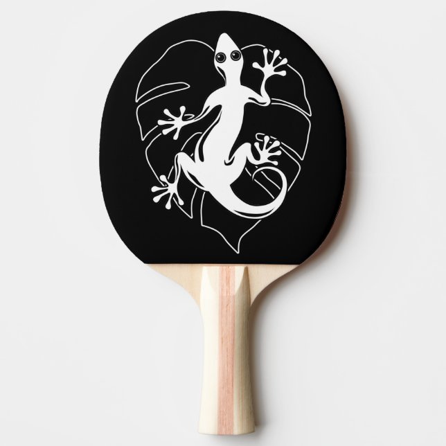 Raquete De Ping Pong Gecko Lizard Silhouette (Frente)