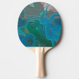 Raquete De Ping Pong Gemstone Swirled Blue Marble Abstrato