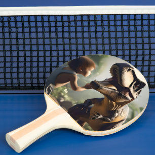 Raquete De Ping Pong Gentil Giant: O amável T-Rex que ama um Pat