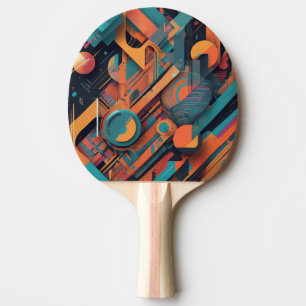 Raquete De Ping Pong Geometria Abstrata Vibrante – Arte Gráfica Ousada