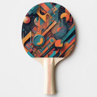 Raquete De Ping Pong Geometria Vibrante do Abstrato - Arte Gráfica Negr