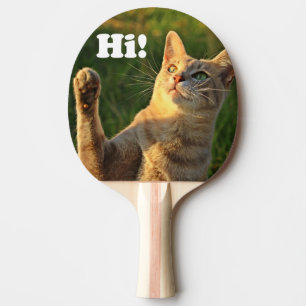 Raquete De Ping Pong Ginger Cat Dizendo Oi!