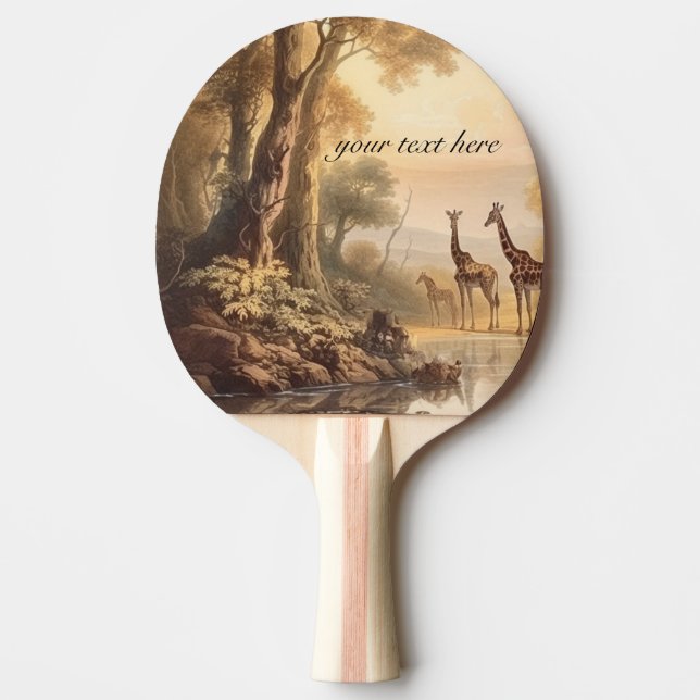 Raquete De Ping Pong Girafas botânicas, personalizáveis (Frente)