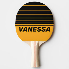Raquete De Ping Pong Girassol Retro Zunido Horizonte Listrado com Nome