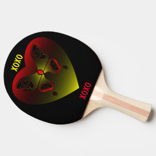 Raquete De Ping Pong Girly Butterfly Love Heart