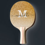 Raquete De Ping Pong Girly Chic Elegant Dourado Glitter Monograma<br><div class="desc">Pino de Pong do Monograma Monograma,  Dourado Mole Elegante Moderna,  personalizável com o seu nome</div>