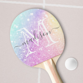 Raquete De Ping Pong Glam Iridescente, Colorida Personalizada com Lâmpa