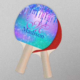 Raquete De Ping Pong Glitter ombre púrpura púrpura púrpura pingue-gota