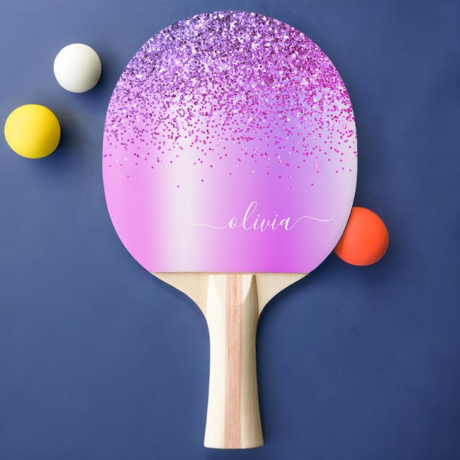 Raquete De Ping Pong Glitter Puro Glam Metal Monograma (Criador carregado)