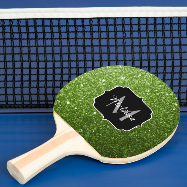 Raquete De Ping Pong Glitter verde-claro brilha Monograma (Insitu)