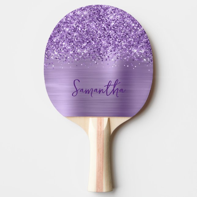 Raquete De Ping Pong Glittery Glam Royal Purple Name (Frente)
