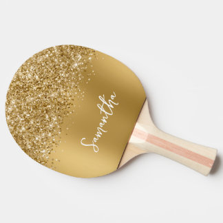 Raquete De Ping Pong Glittery Gold Ombre Blur Nome