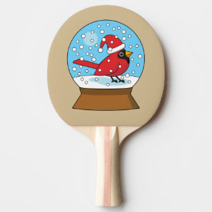 Raquete De Ping Pong Globo de Neve com Cardeal Vermelho Bonito