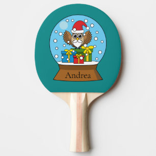 Raquete De Ping Pong Globo de Neve com Santa Claus Owl Personalizar