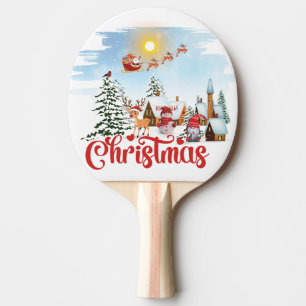 Raquete De Ping Pong Gnomo Bonito, Neve Celebrando Férias de Natal