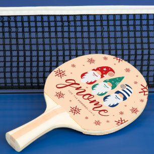 Raquete De Ping Pong Gnomo de Natal do Holidays Snowflakes