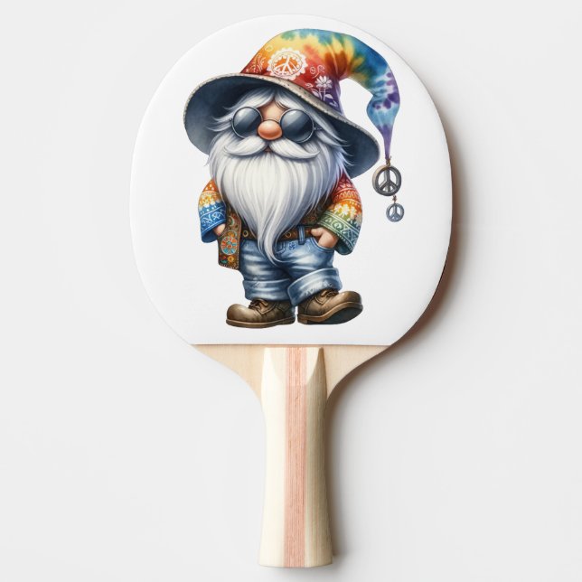 Raquete De Ping Pong Gnomo Hippie (Frente)