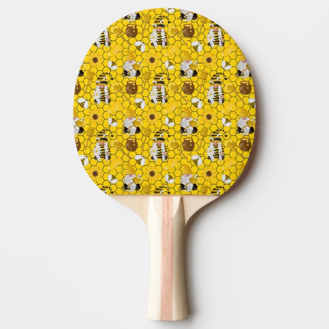 Raquete De Ping Pong Gnomos Fazer Mel Amarelo Amarelo Abelhas (Frente)