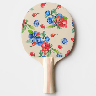 Raquete De Ping Pong Goji, mirtilo: padrão de ilustração de aquarela.