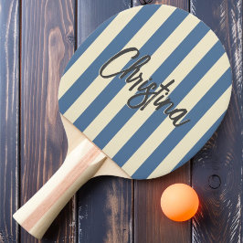 Raquete De Ping Pong Gola Listrada Meados do Século Azul Capri Pintado