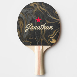 Raquete De Ping Pong Gold Black Marble Swirl Vintage Star Signature