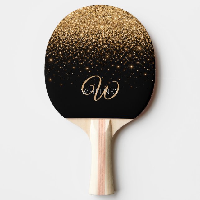 Raquete De Ping Pong Gold Glitter Sparkle Elegant Luxury Texture        (Frente)