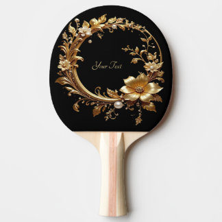 Raquete De Ping Pong Golden Floral Ornate Ping Pong Paddle