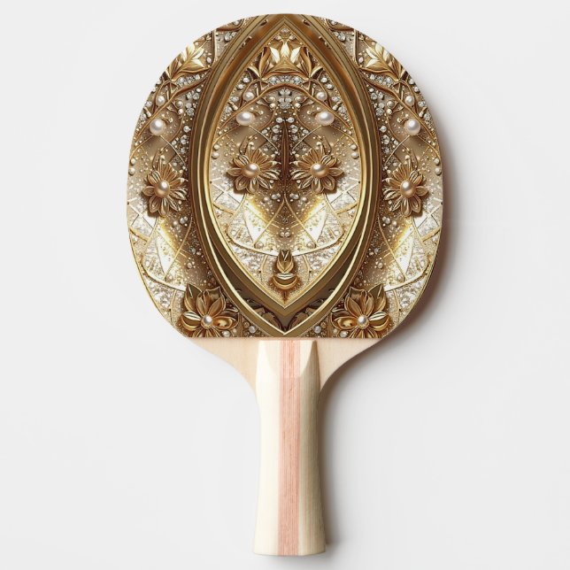 Raquete De Ping Pong Golden Ornate Ping Pong Paddle (Frente)