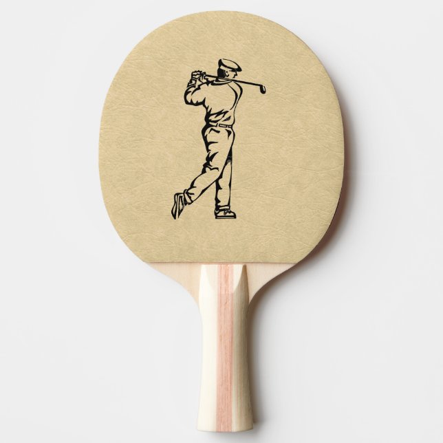 Raquete De Ping Pong Golfer Sport Design Leather (Frente)