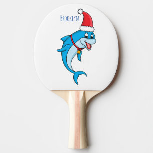 Raquete De Ping Pong Golfinho bonito com desenho animado de Papai Noel