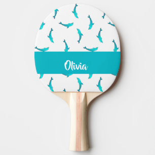 Raquete De Ping Pong Golfinhos azuis em branco