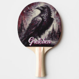 Raquete De Ping Pong Gothic Raven Crow Bird Painting Personalized