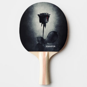 Raquete De Ping Pong Gótico Rosa Preto Derrubando Sangue Macabro