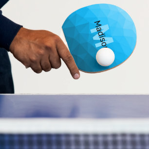 Raquete De Ping Pong Gradiente de ciano azul padrão de malha geométrica