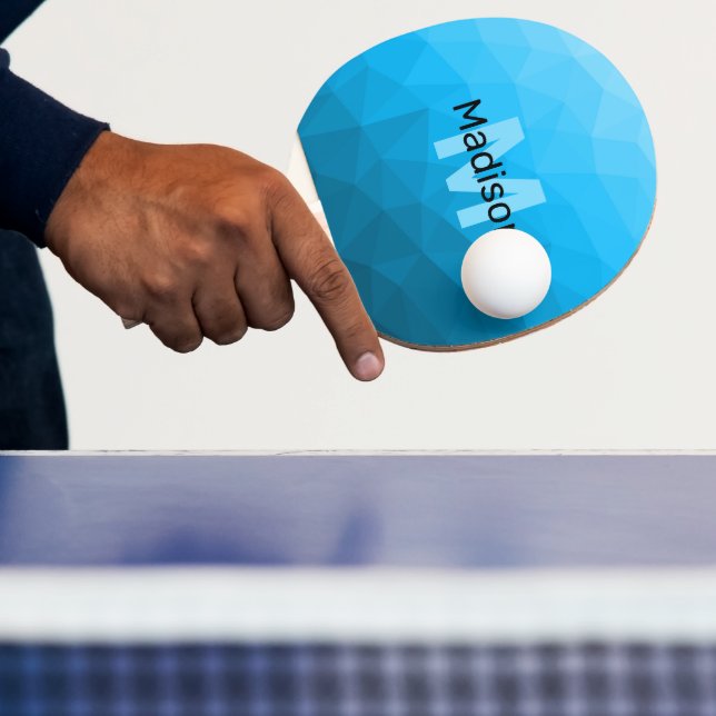 Raquete De Ping Pong Gradiente de ciano azul padrão de malha geométrica (Insitu)