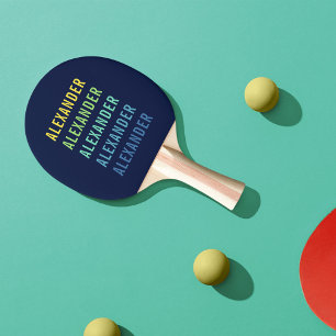 Raquete De Ping Pong Gradiente de Cor Divertido Adicione Seu Nome Perso
