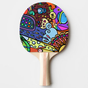 Raquete De Ping Pong Grafite em quadrinhos legal e colorido