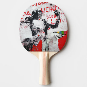 Raquete De Ping Pong Grafite vermelho e branco desbotado com lápis afr