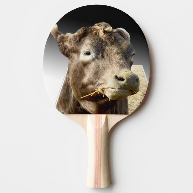 Raquete De Ping Pong Grande Rosto De Vaca Marrom, (Frente)