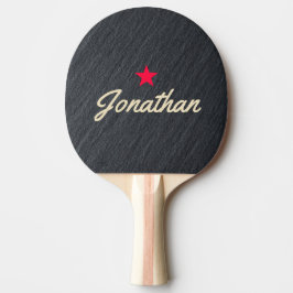 Raquete De Ping Pong Granito Escuro Liso Vintage Estrela Assinatura